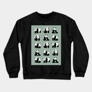 Panda Bear Pattern on Sage Green Crewneck Sweatshirt